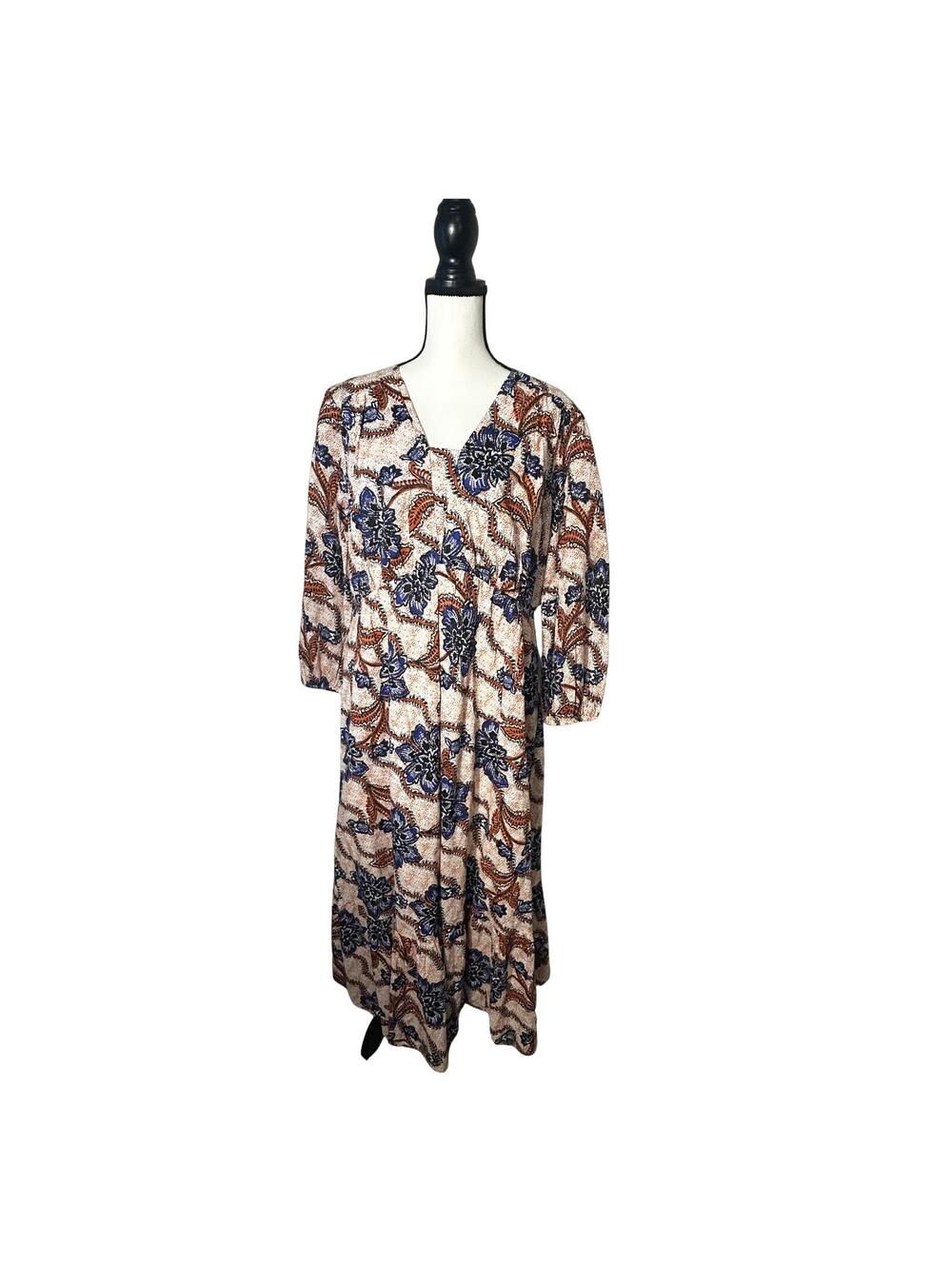 Chico's Maxi Dress Size 3 US 16 Floral Paisley Print 100% Cotton NWT - Picture 3 of 9